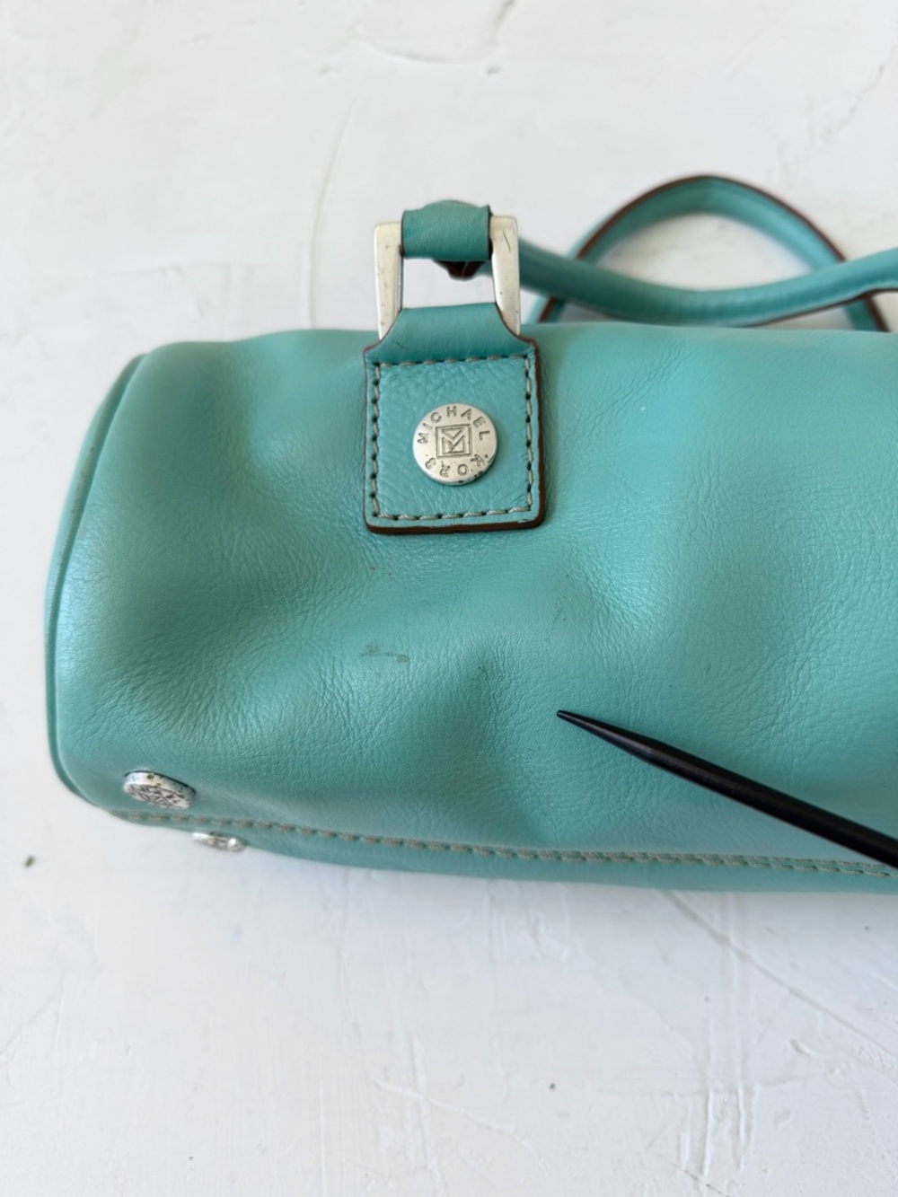 Vintage Michael Kors Barrel Bag 2000s Y2K Mint Green Teal - Picture 8 of 12